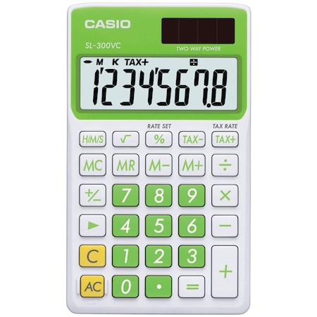 Casio Solar Wallet Calculator with 8-Digit Display (Green) SL300VCGNSIH